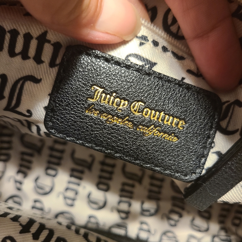 NWOT Juicy Couture Red Pink Floral Flower Black Leather Trim Purse - Picture 8 of 9